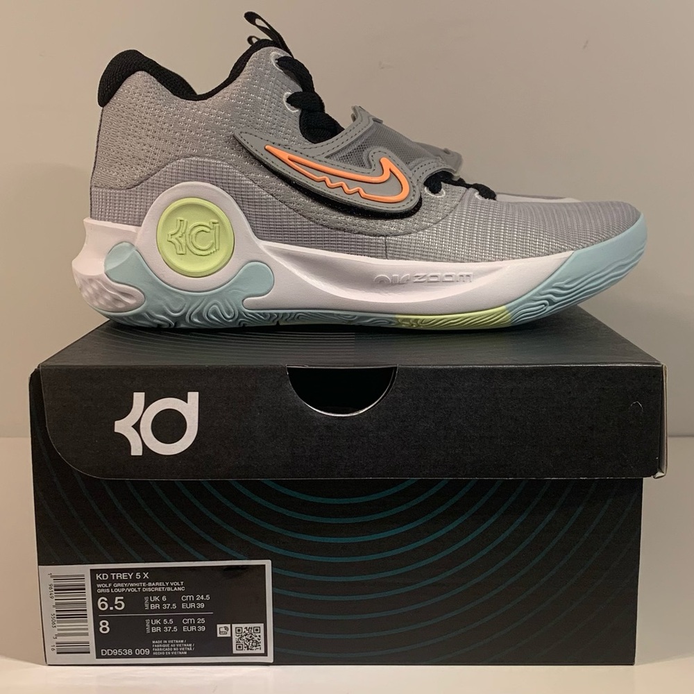 [BRAND NEW] NIKE KD TREY 5 X WOLF GREY VOLT CRIMSON MENS SHOES SIZE 6.5 SNEAKERS